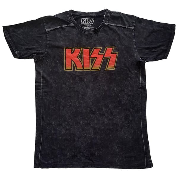 Kiss Unisex vuxen t-shirt med klassisk tvättad logotyp