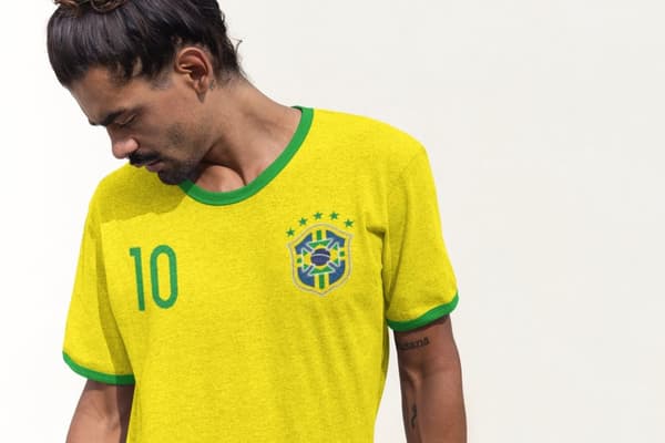 Brasilien stil ringer fotboll t-shirt - Gul grön med 10 fram