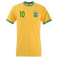 Miniatyrbild 2 av 2: Brasilien stil ringer fotboll t-shirt - Gul grön med 10 fram