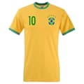 Miniatyrbild 2 av 2: Brasilien stil ringer fotboll t-shirt - Gul grön med 10 fram
