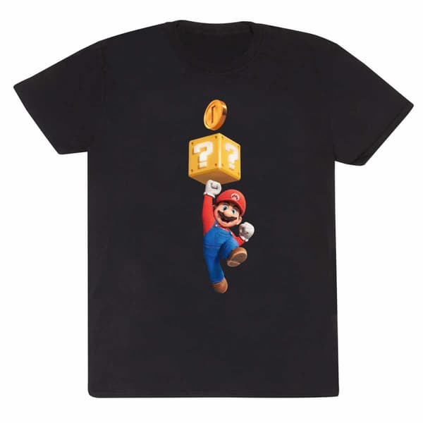 Super Mario Bros Unisex Adult Coin T-Shirt Black XL