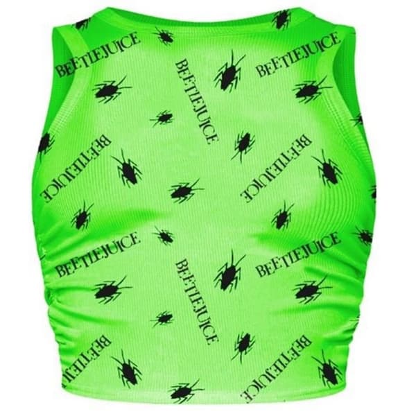 Beetlejuice Womens/Ladies Repeat Logo Crop Top Green L