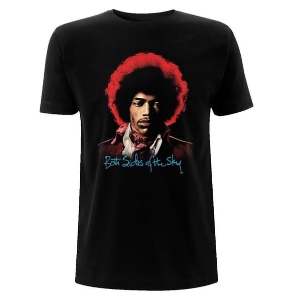 Jimi Hendrix Unisex T-shirt til voksne på begge sider af himlen