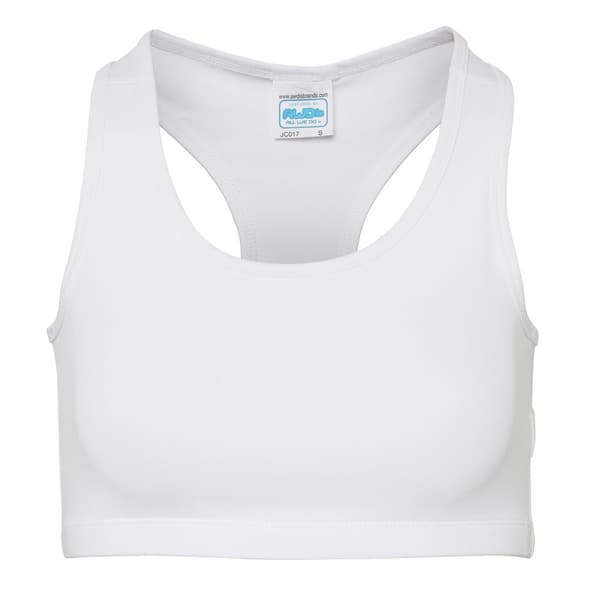 AWDis Cool Dam/Tjej Girlie Cool Sport Crop Top Arctic White 10 UK
