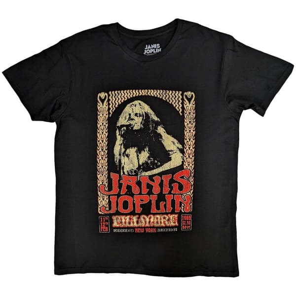 Janis Joplin Unisex Adult Vintage Poster T-Shirt Black S