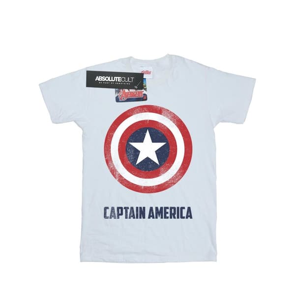 Marvel Dam/dam Captain America Shield Text Boyfriend T-shirt i bomull