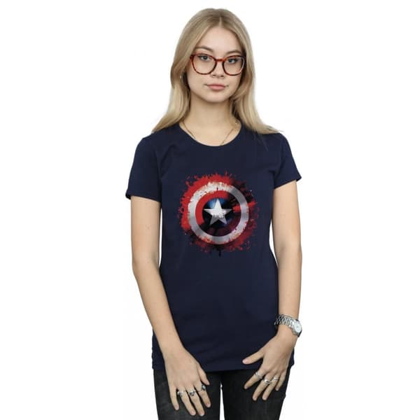 Marvel Dam/Tjej Avengers Captain America Art Shield Bomulls-T-shirt