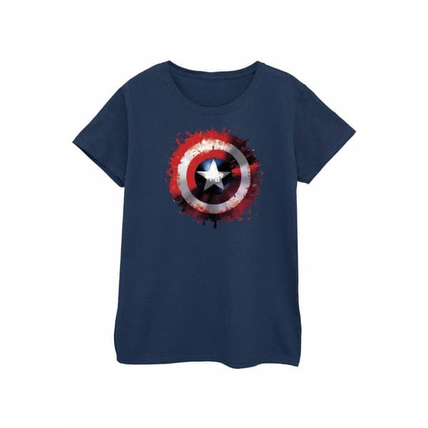 Marvel Dam/Tjej Avengers Captain America Art Shield Bomulls-T-shirt Navy Blue M