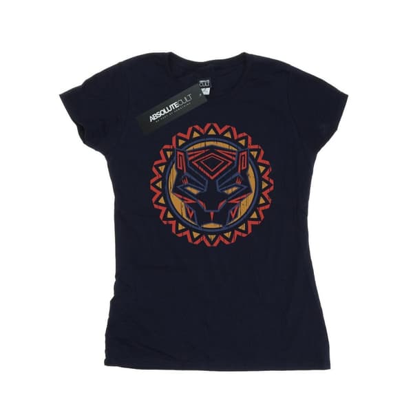 Marvel Womens/Ladies Black Panther Tribal Panther Icon Cotton T-Shirt Navy Blue S