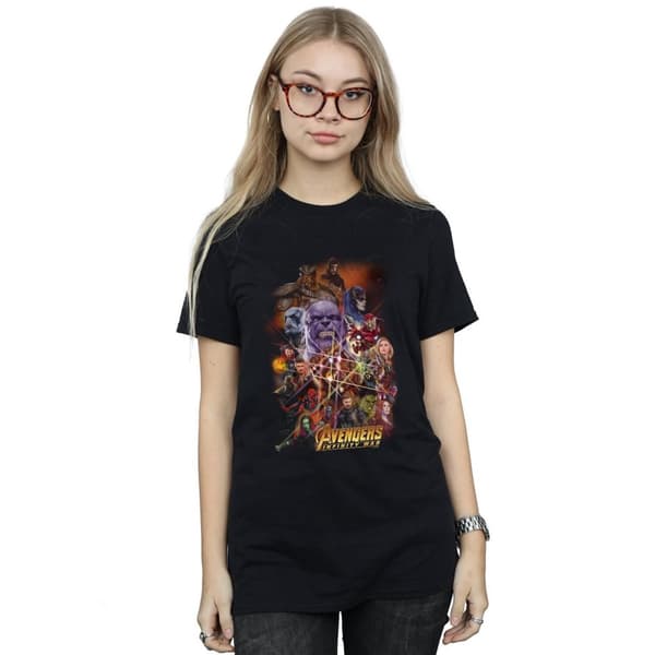 Marvel Womens/Ladies Avengers Infinity War Character Poster Cotton Boyfriend T-Shirt