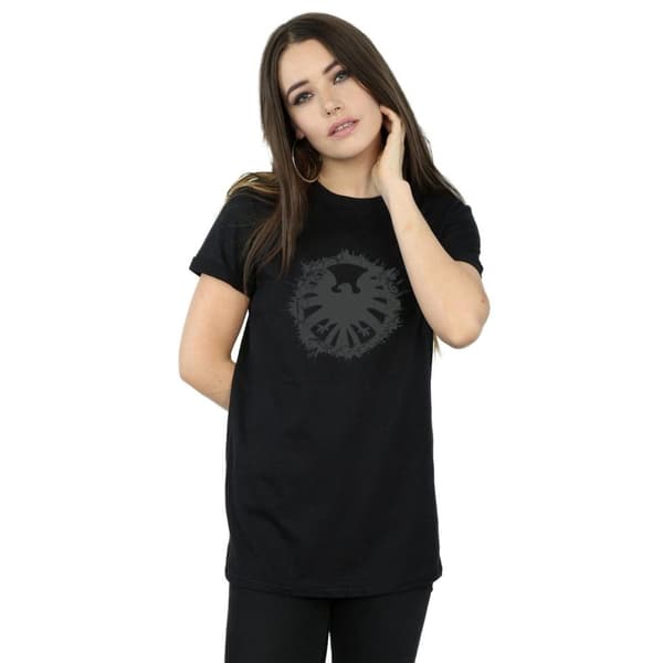 Marvel Dam/Tjej Agents Of SHIELD Boyfriend-t-shirt i bomull med borstad logotyp