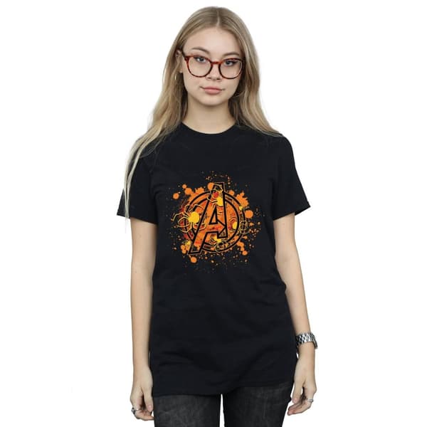 Marvel Dam/Tjej Avengers Assemble Halloween Spider Logo Bomull Boyfriend T-shirt