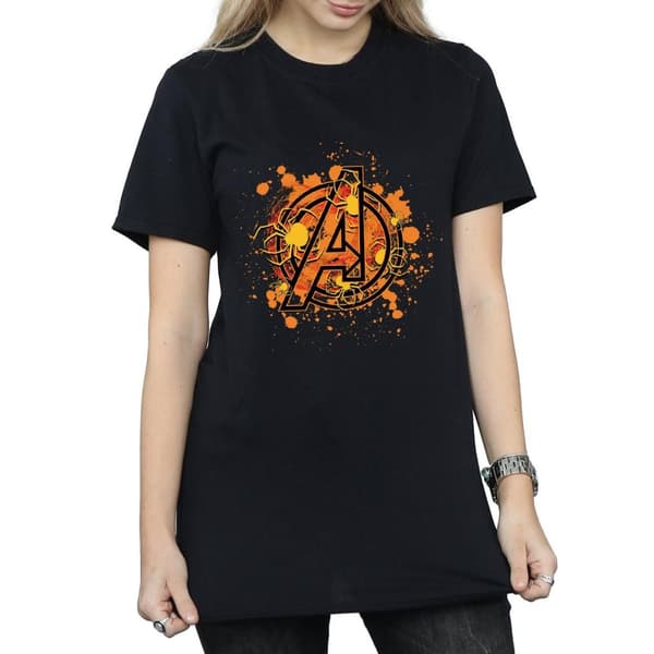 Marvel Dam/Tjej Avengers Assemble Halloween Spider Logo Bomull Boyfriend T-shirt