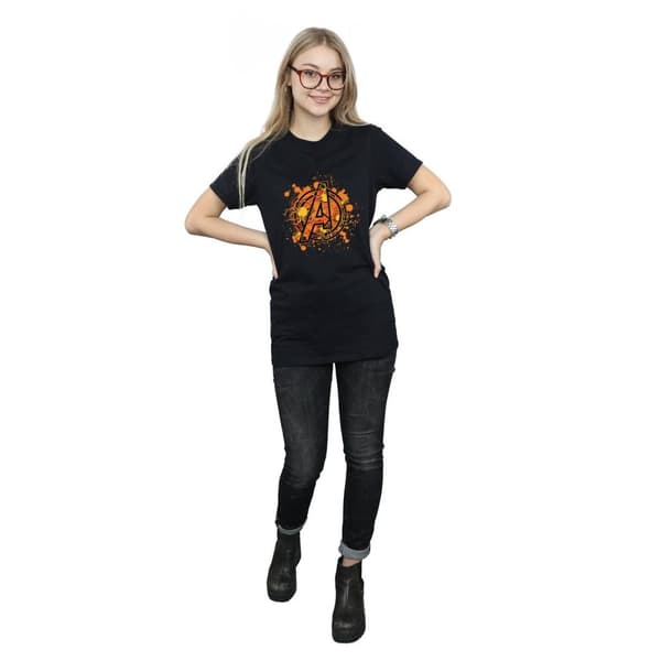 Marvel Dam/Tjej Avengers Assemble Halloween Spider Logo Bomull Boyfriend T-shirt