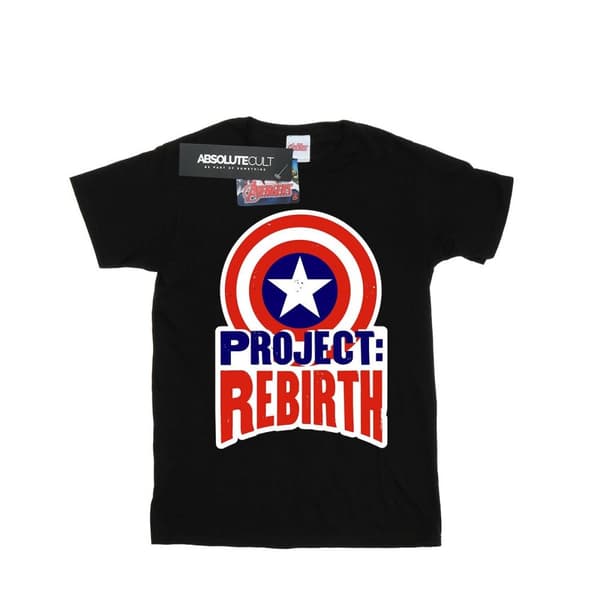 Marvel Mens Captain America Project Rebirth T-Shirt Black M