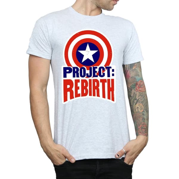 Marvel Mens Captain America Project Rebirth T-Shirt