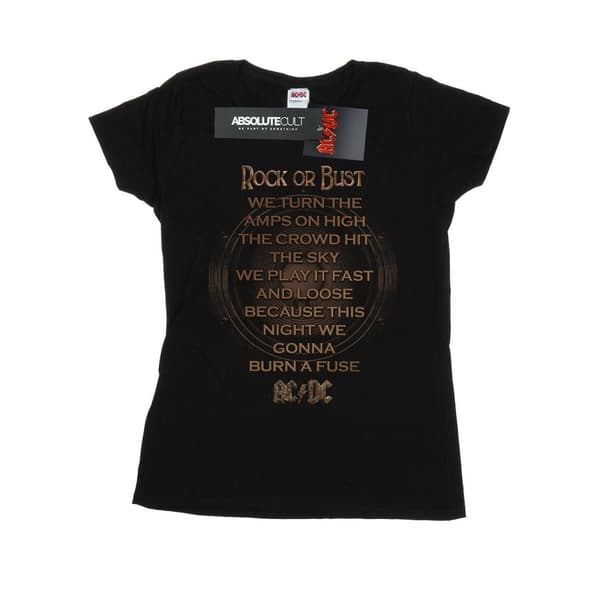 AC/DC Rock Or Bust Lyrics - bomulls-T-shirt för kvinnor/damer