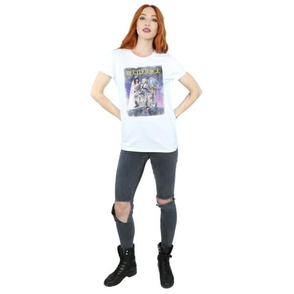 Beetlejuice Womens/Ladies Distressed Poster Cotton Boyfriend T-Shirt
