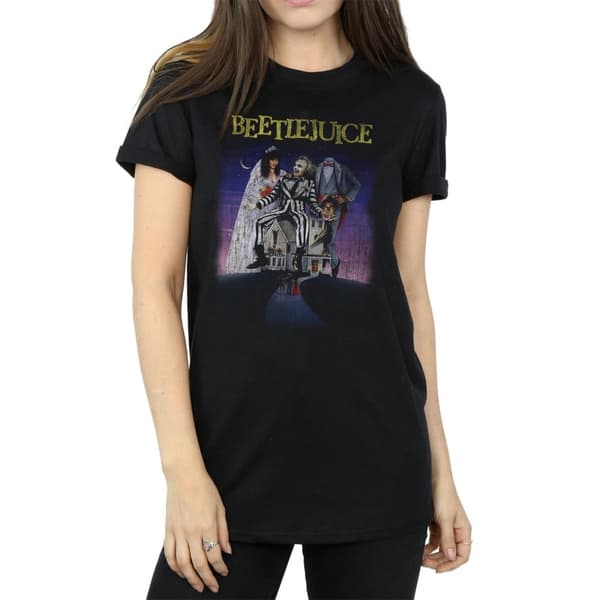 Beetlejuice Womens/Ladies Distressed Poster Cotton Boyfriend T-Shirt