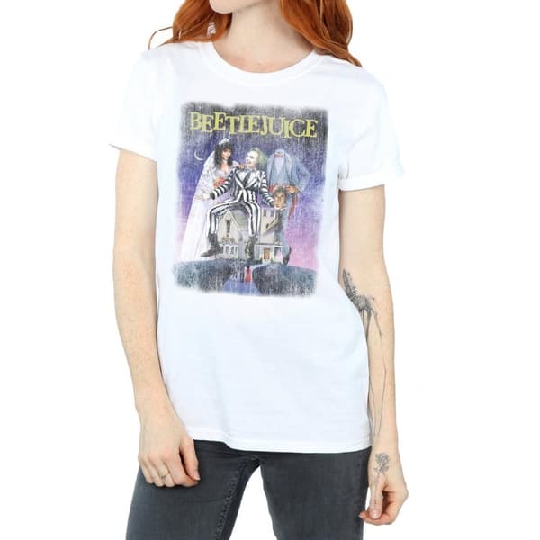 Beetlejuice Womens/Ladies Distressed Poster Cotton Boyfriend T-Shirt