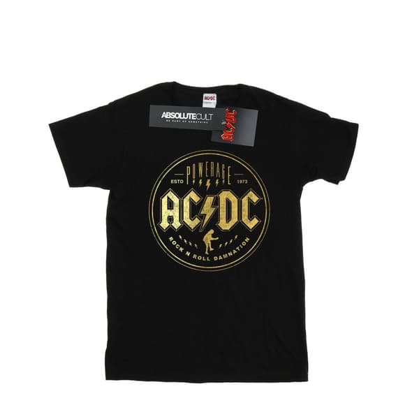 AC/DC Womens/Ladies Rock N Roll Damnation Cotton Boyfriend T-Shirt Black 3XL