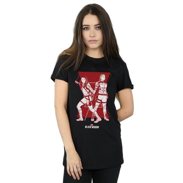 Marvel Womens/Ladies Black Widow Movie Sisters Silhouette Cotton Boyfriend T-Shirt