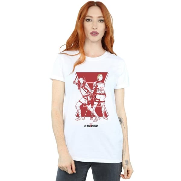 Marvel Womens/Ladies Black Widow Movie Sisters Silhouette Cotton Boyfriend T-Shirt