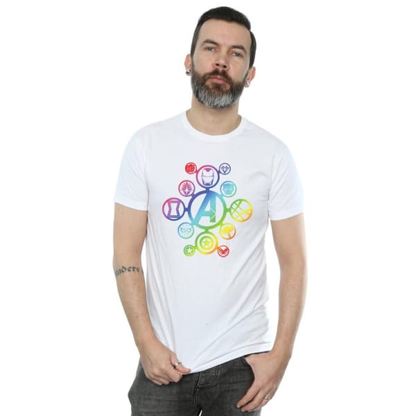 Marvel Mens Avengers Infinity War - T-shirt med regnbågssymboler