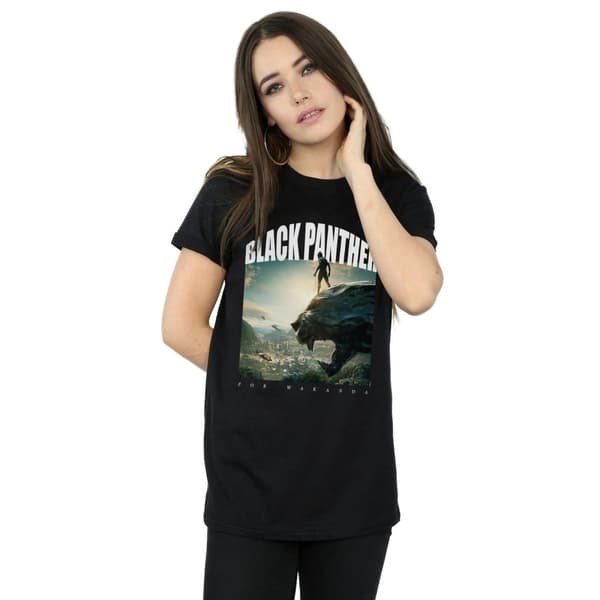 Marvel Womens/Ladies Black Panther For Wakanda Cotton Boyfriend T-Shirt