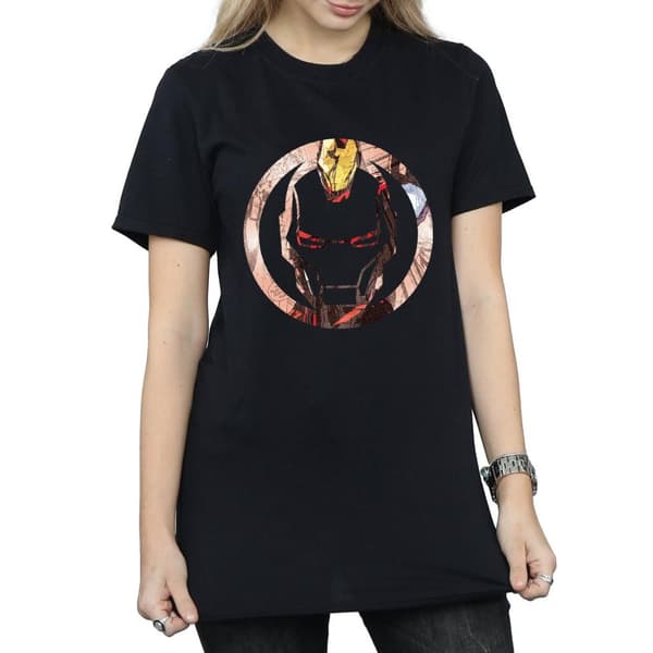 Marvel Womens/Ladies Iron Man Montage Symbol Cotton Boyfriend T-Shirt