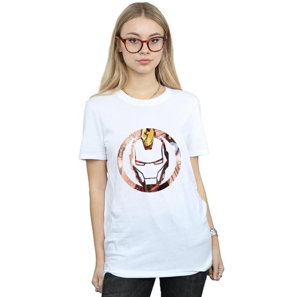 Marvel Womens/Ladies Iron Man Montage Symbol Cotton Boyfriend T-Shirt