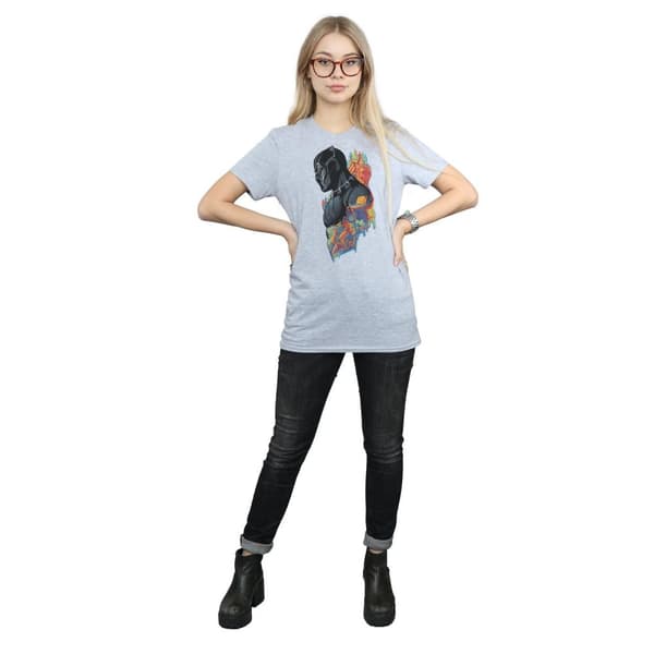 Marvel Womens/Ladies Black Panther Profile Cotton Boyfriend T-Shirt