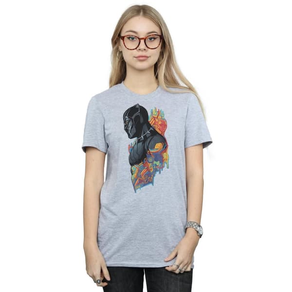 Marvel Womens/Ladies Black Panther Profile Cotton Boyfriend T-Shirt