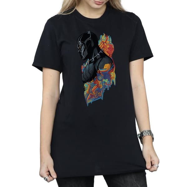 Marvel Womens/Ladies Black Panther Profile Cotton Boyfriend T-Shirt