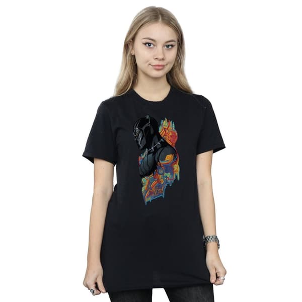 Marvel Womens/Ladies Black Panther Profile Cotton Boyfriend T-Shirt