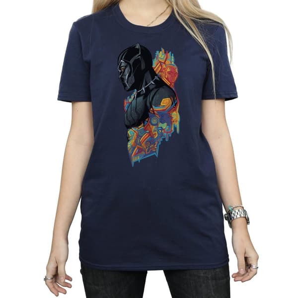 Marvel Womens/Ladies Black Panther Profile Cotton Boyfriend T-Shirt