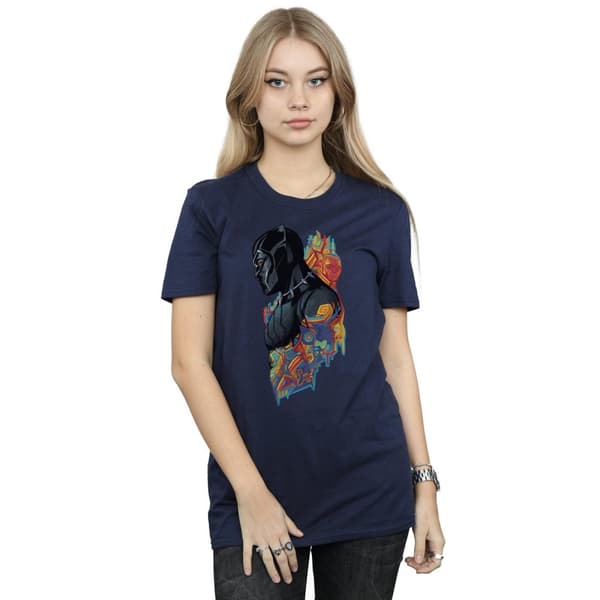 Marvel Womens/Ladies Black Panther Profile Cotton Boyfriend T-Shirt