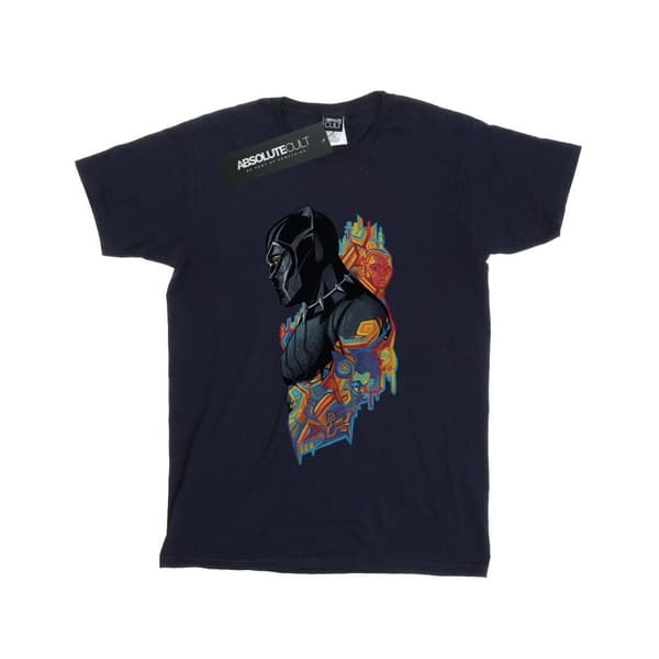 Marvel Womens/Ladies Black Panther Profile Cotton Boyfriend T-Shirt Navy Blue XL