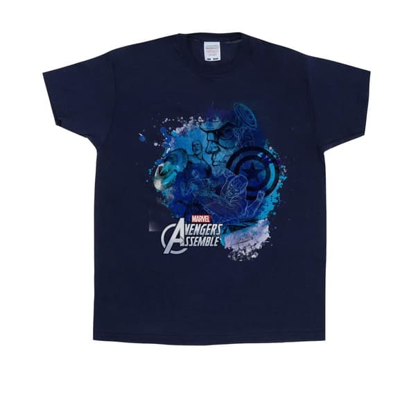 Marvel Boys Avengers Captain America Montage T-Shirt Deep Navy 5-6 Years