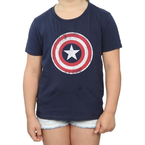 Marvel Girls Avengers Captain America Cracked Shield Cotton T-Shirt