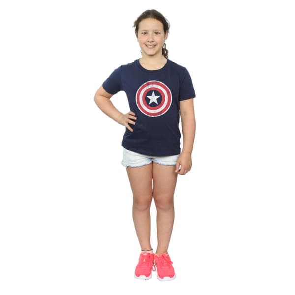 Marvel Girls Avengers Captain America Cracked Shield Cotton T-Shirt