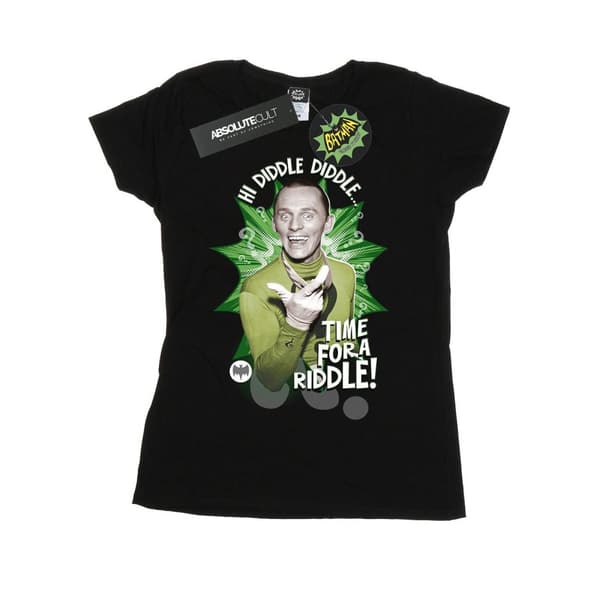 DC Comics Womens/Ladies Batman TV Series The Riddler Time for a Riddle Cotton T-Shirt