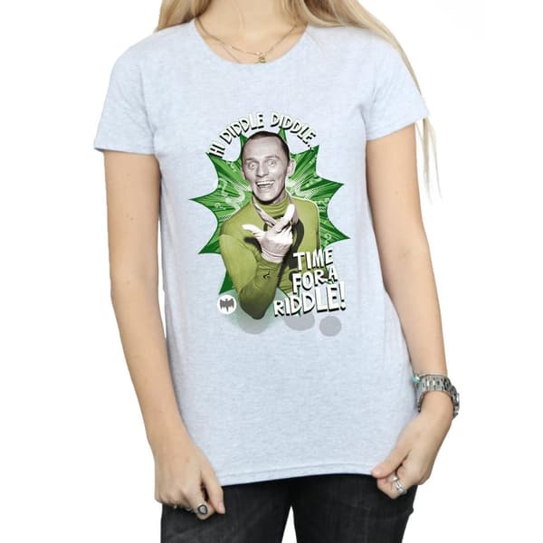 DC Comics Womens/Ladies Batman TV Series The Riddler Time for a Riddle Cotton T-Shirt