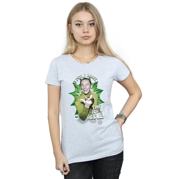 DC Comics Womens/Ladies Batman TV Series The Riddler Time for a Riddle Cotton T-Shirt