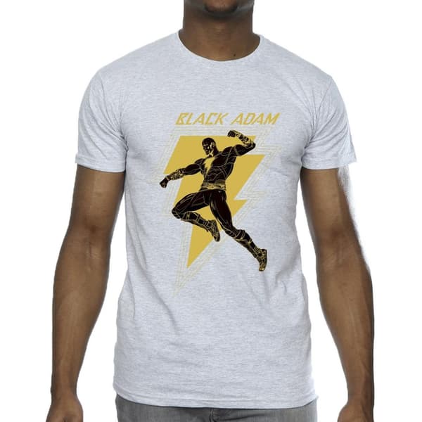 DC Comics Mens Black Adam Golden Bolt Chest T-Shirt