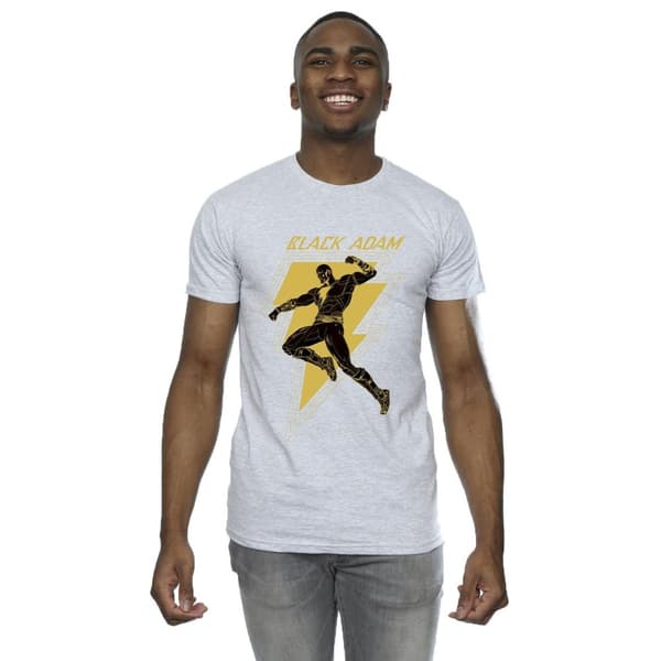DC Comics Mens Black Adam Golden Bolt Chest T-Shirt
