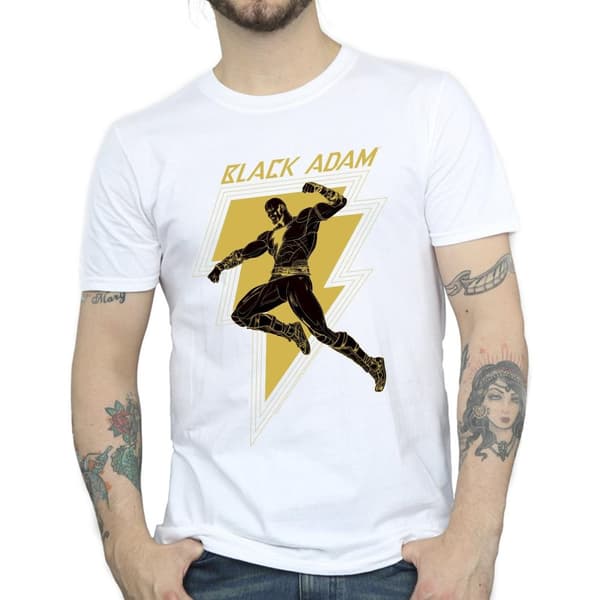 DC Comics Mens Black Adam Golden Bolt Chest T-Shirt