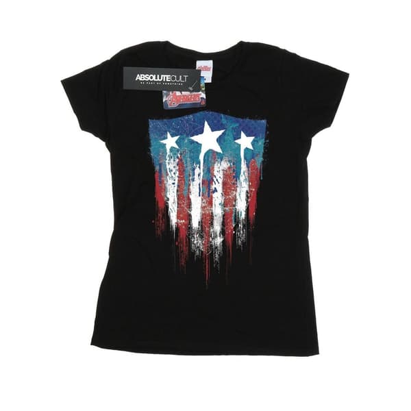 Marvel Womens/Ladies Captain America Flag Shield Cotton T-Shirt