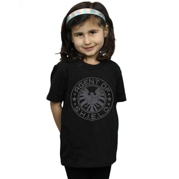 Marvel Girls Avengers Shield Beaten Circle Cotton T-Shirt