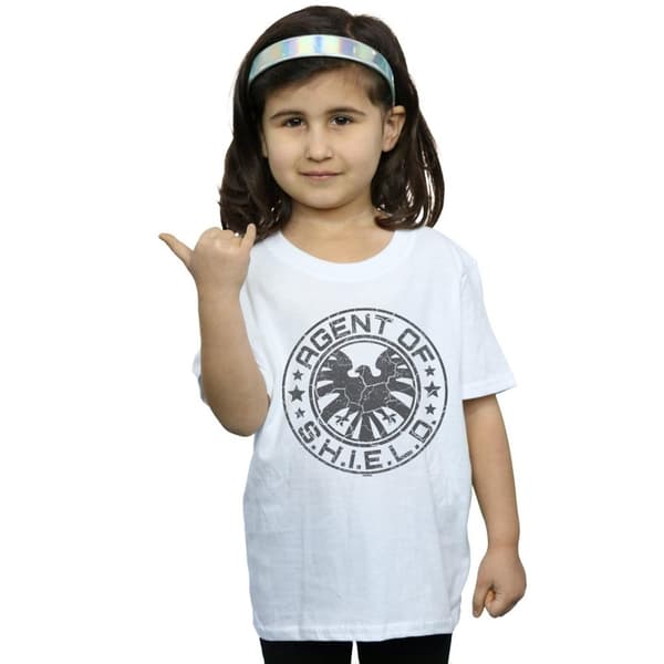 Marvel Girls Avengers Shield Beaten Circle Cotton T-Shirt